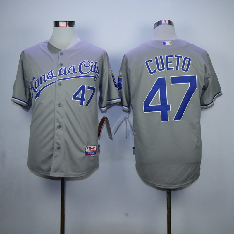 Men Kansas City Royals #47 Cueto Grey MLB Jerseys->kansas city royals->MLB Jersey